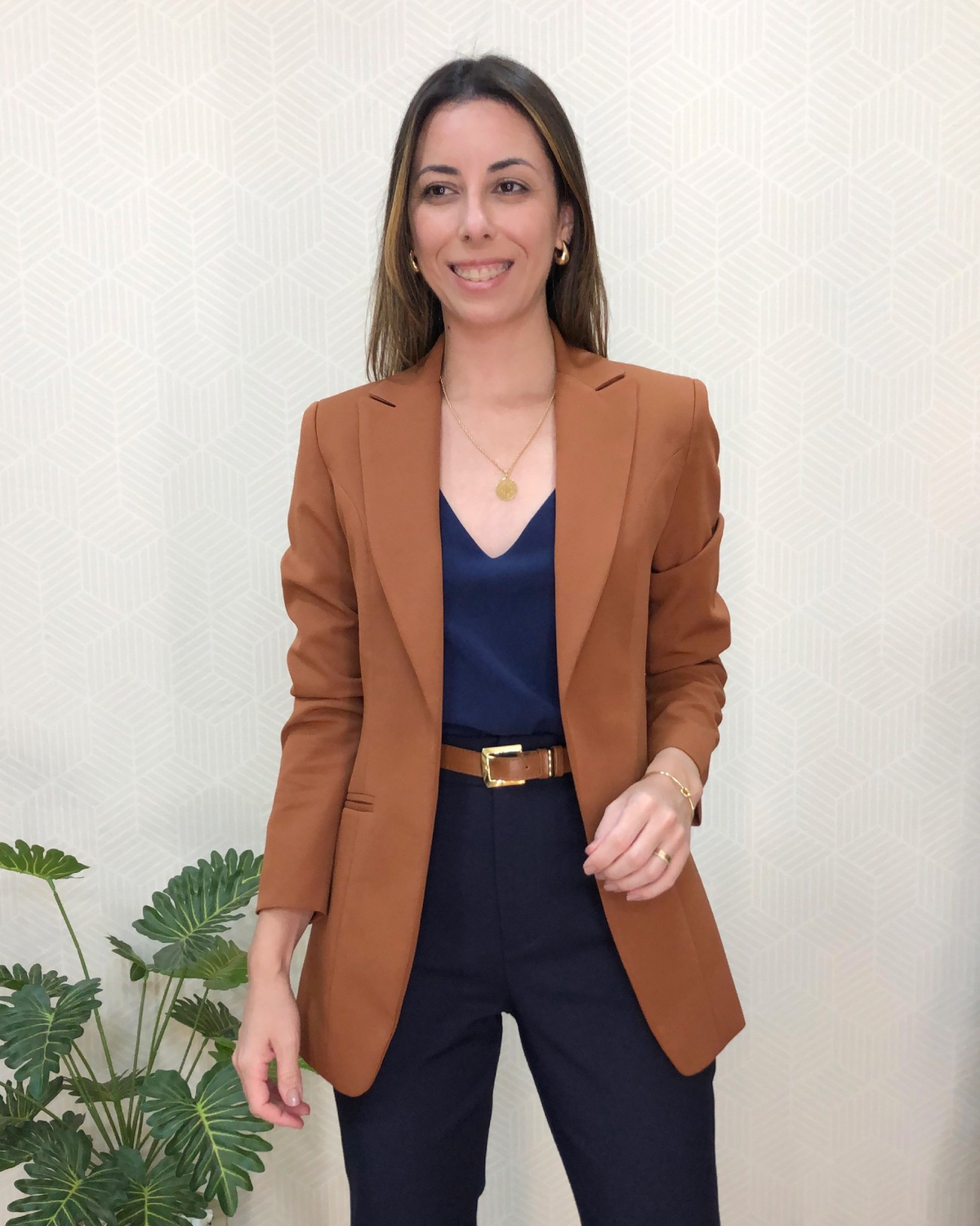 Blazer alongado Luiza - Marrom Médio