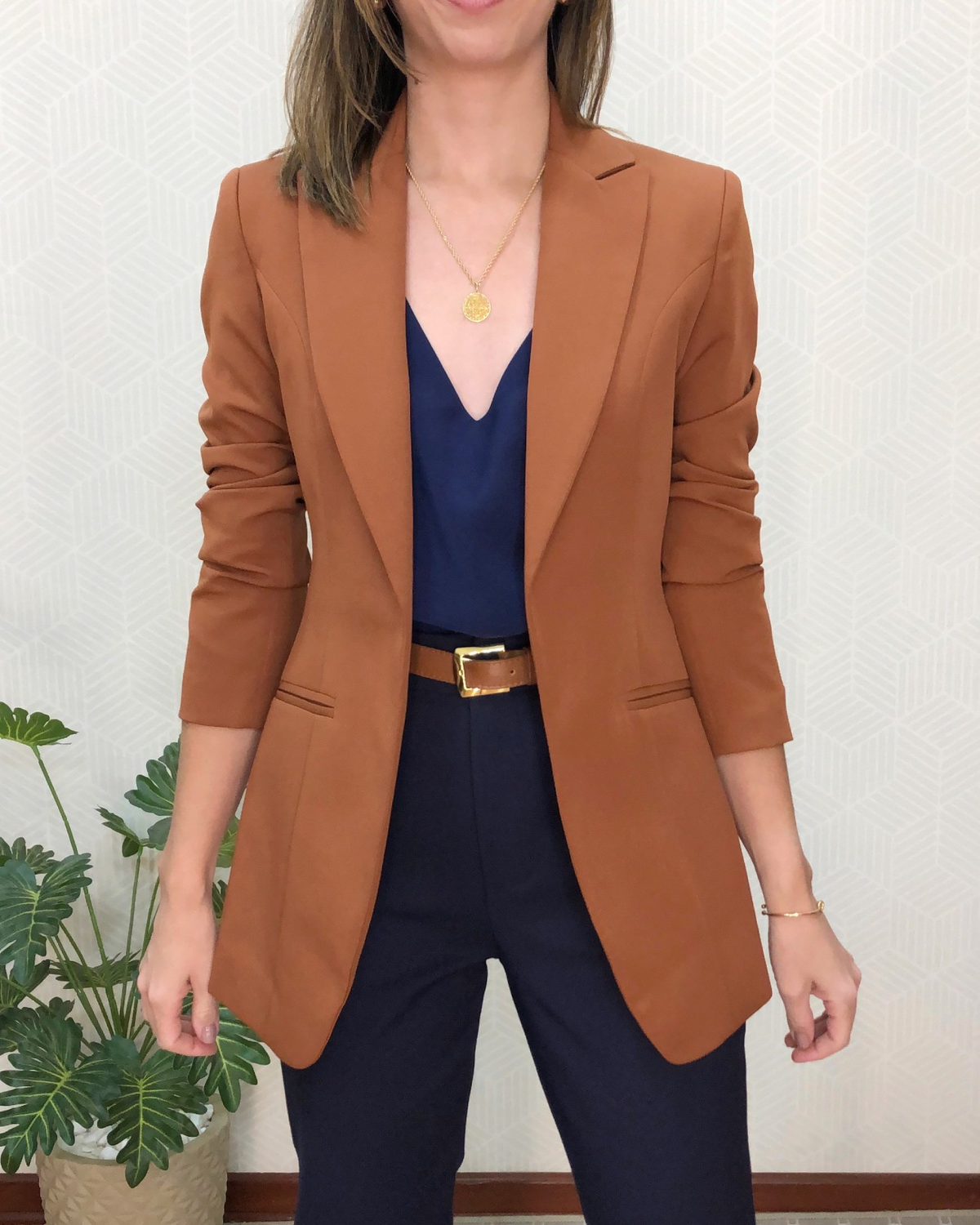 Blazer alongado Luiza - Marrom Médio