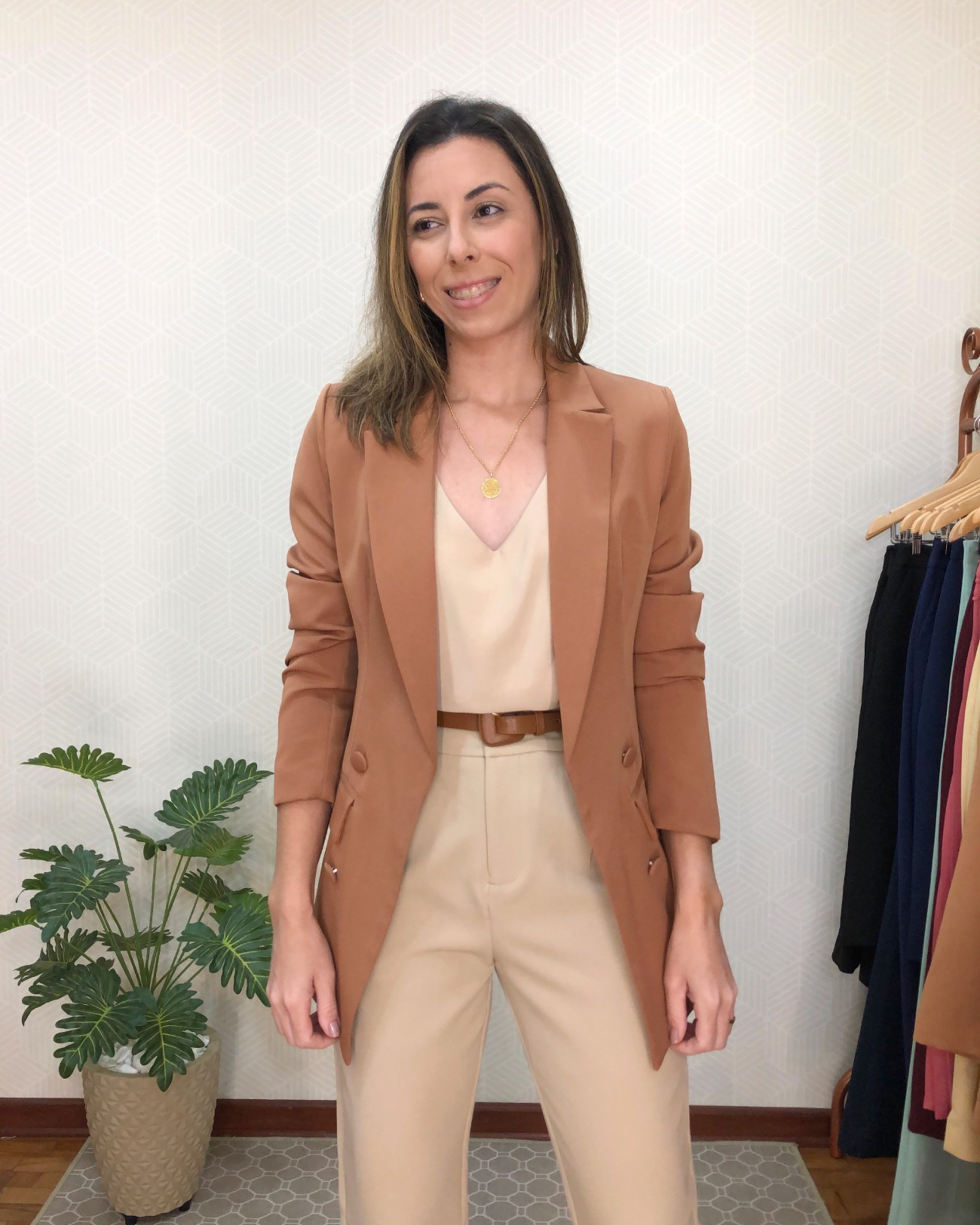 Blazer alongado Maria - Marrom Claro