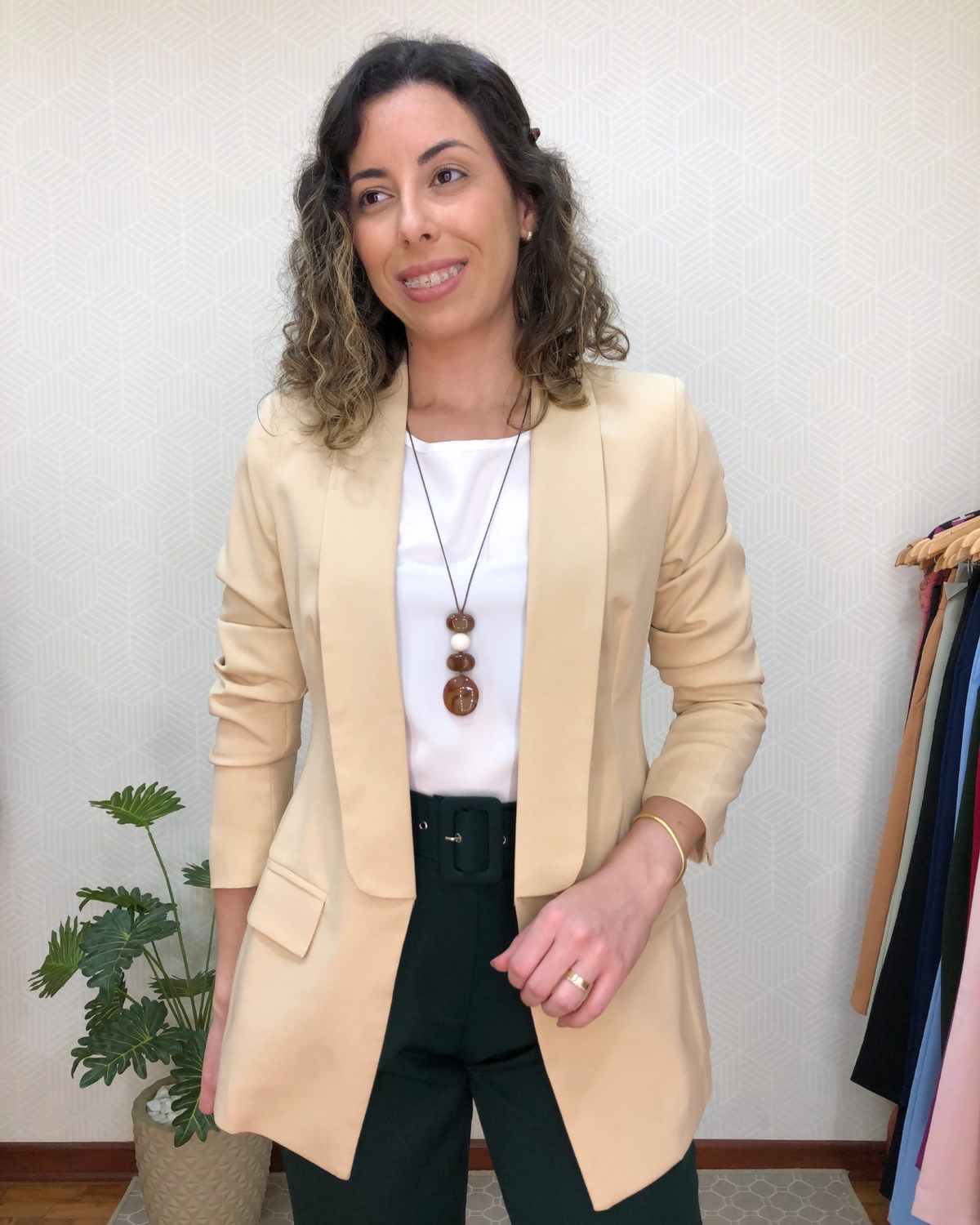 Blazer alongado Jasmim - Bege