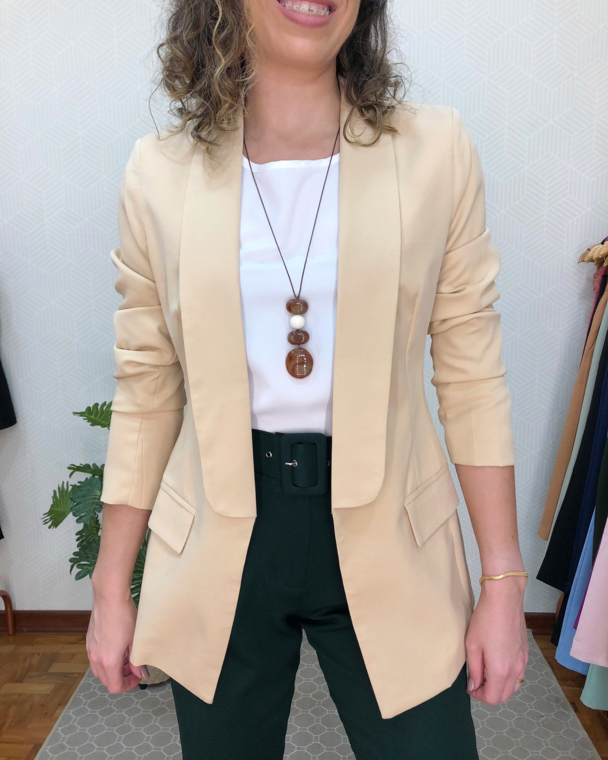 Blazer alongado Jasmim - Bege