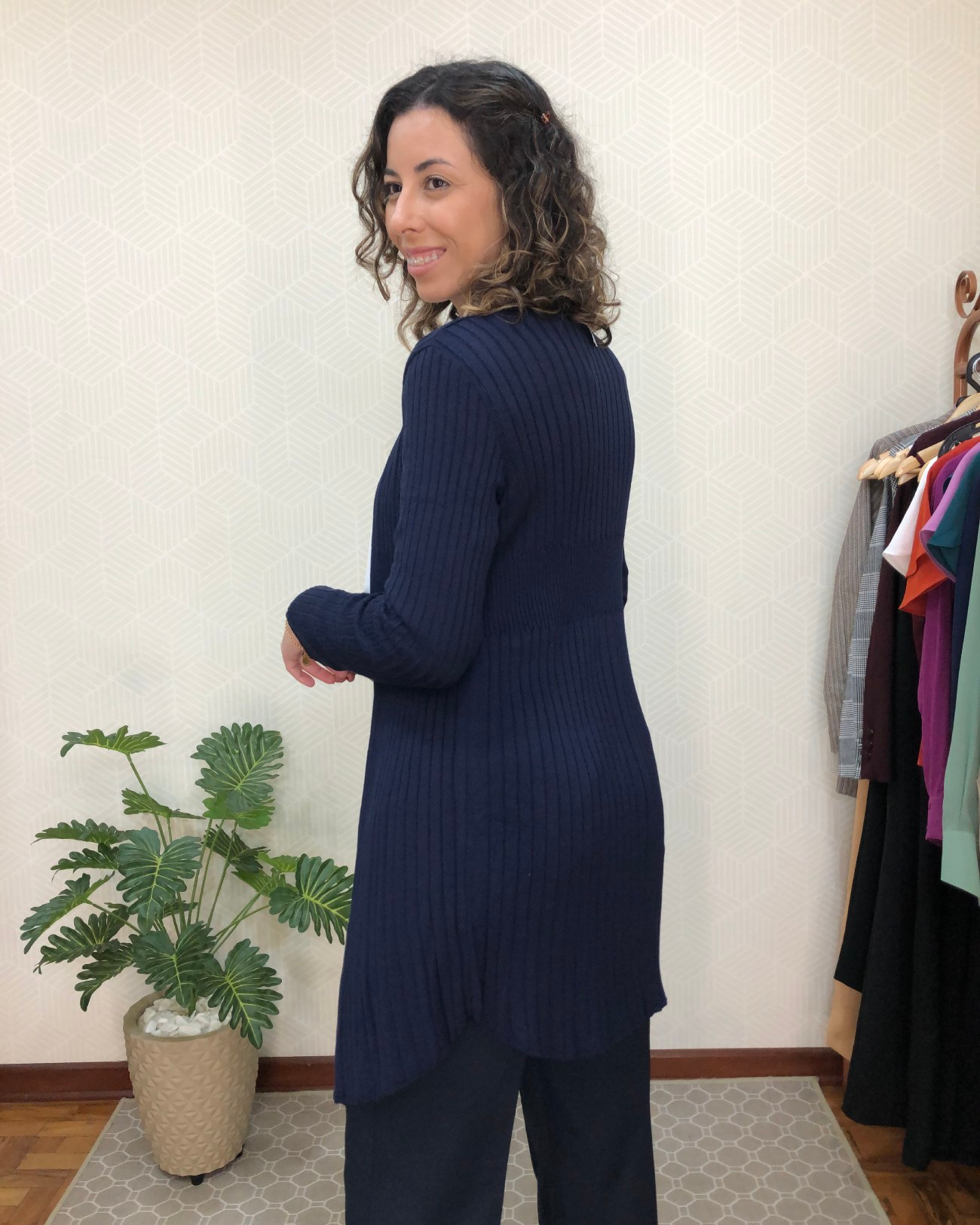 Maxi cardigan modal - Azul Marinho